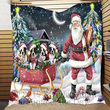 litzzy Boston Terrier Christmas CL18110429MDQ Fleece Blanket Quilt Blanket   