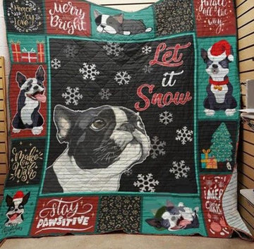 litzzy Boston Terrier Christmas CLT1111039H Fleece Blanket Quilt Blanket   