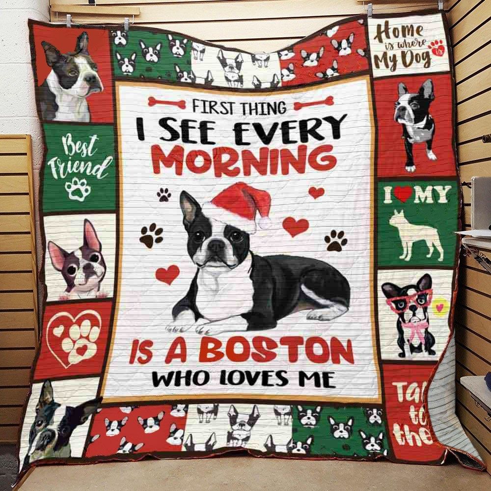litzzy Boston Terrier Dog Christmas CLA0412736Q Fleece Blanket fleece blanket   