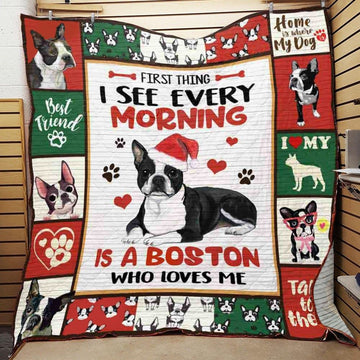 litzzy Boston Terrier Dog Christmas CLA0412736Q Fleece Blanket fleece blanket   