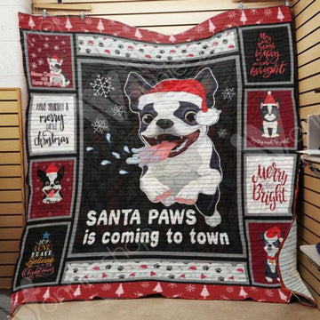 litzzy Boston Terrier Dog Christmas CLH0412135Q Fleece Blanket fleece blanket   