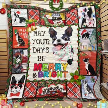 litzzy Boston Terrier Dog Christmas GS-CL-LD3110 Fleece Blanket fleece blanket   