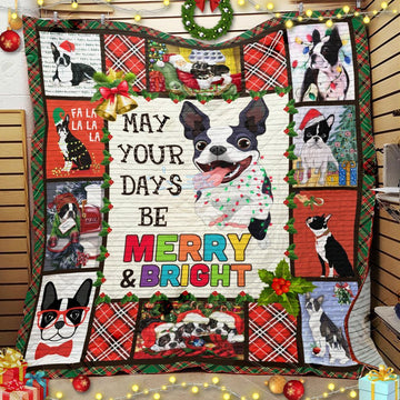 litzzy Boston Terrier Dog Christmas Fleece Blanket ABC07111965 fleece blanket   