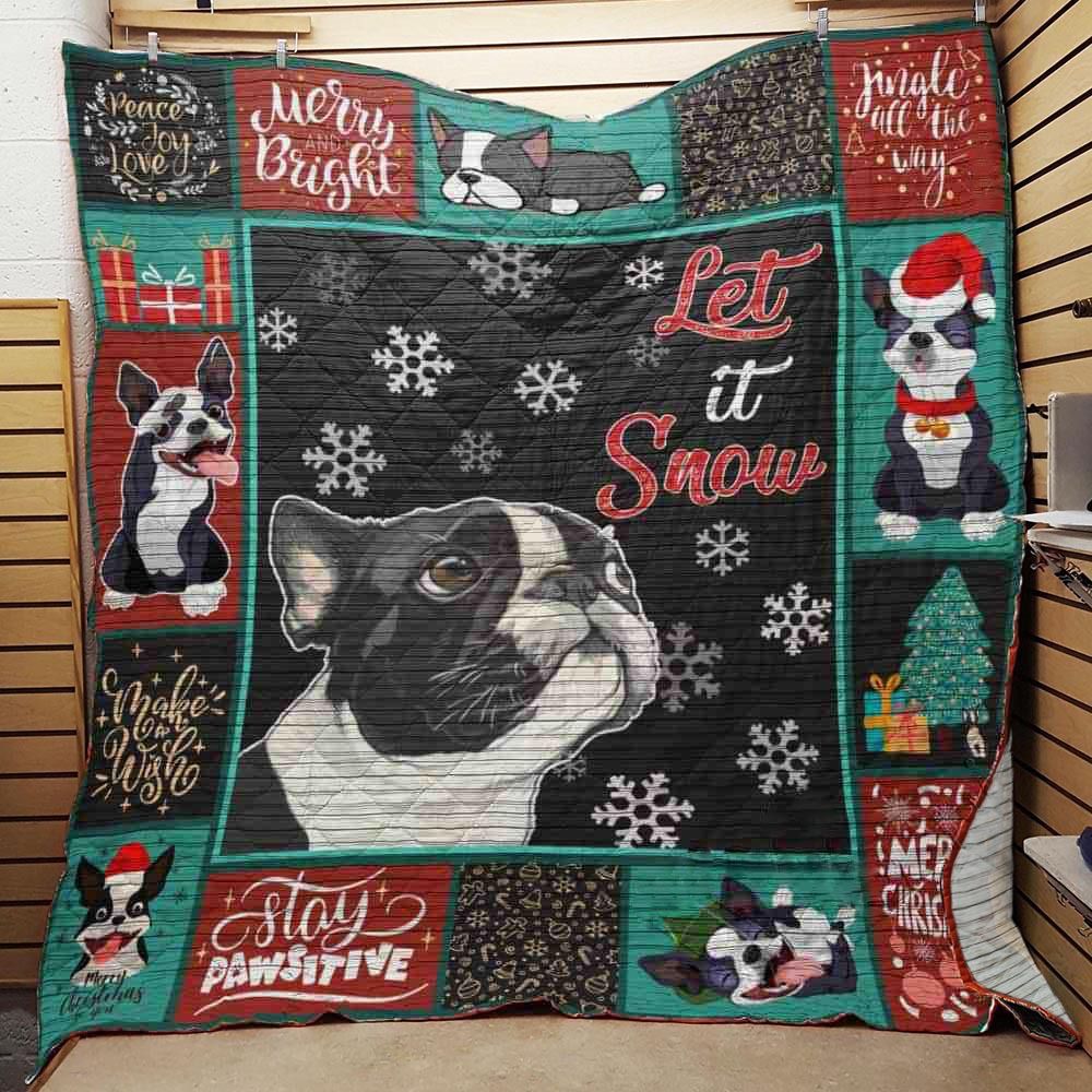 litzzy Boston Terrier Dog Christmas Fleece Blanket ABC07112882 fleece blanket   