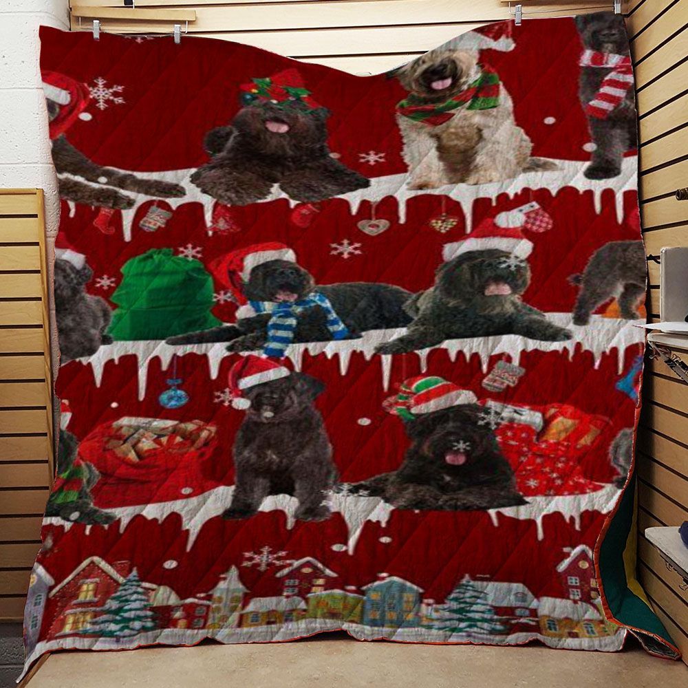litzzy Bouvier Des Flandres Snow Christmas CL11120105MDQ Fleece Blanket Quilt Blanket   