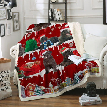 litzzy Bouvier Des Flandres Snow Christmas CL11120241MDF Sherpa Fleece Blanket Sherpa Fleece Blanket   