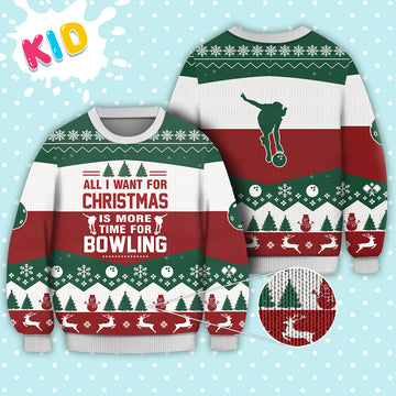 litzzy Bowling All I Want For Christmas Sweater Christmas Knitted Print Sweatshirt - Best Gift For Christmas, Noel Malalan - Christmas Signature - Ugly Christmas Sweater Sweater Kid XS 