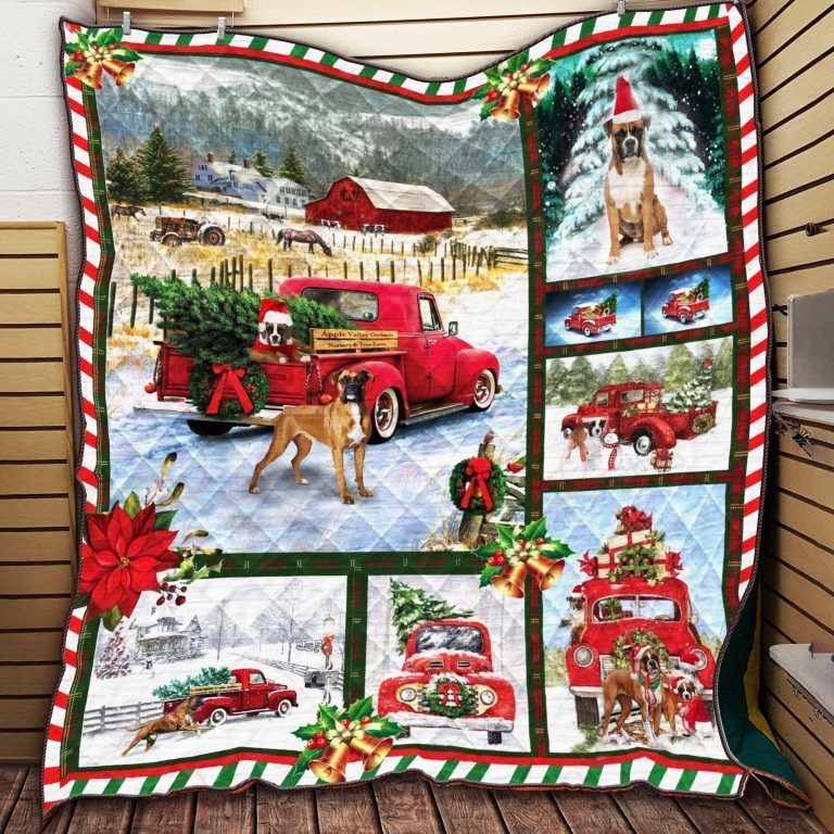 litzzy Boxer And Christmas Love Reality NC0909339CL Fleece Blanket Quilt Blanket   