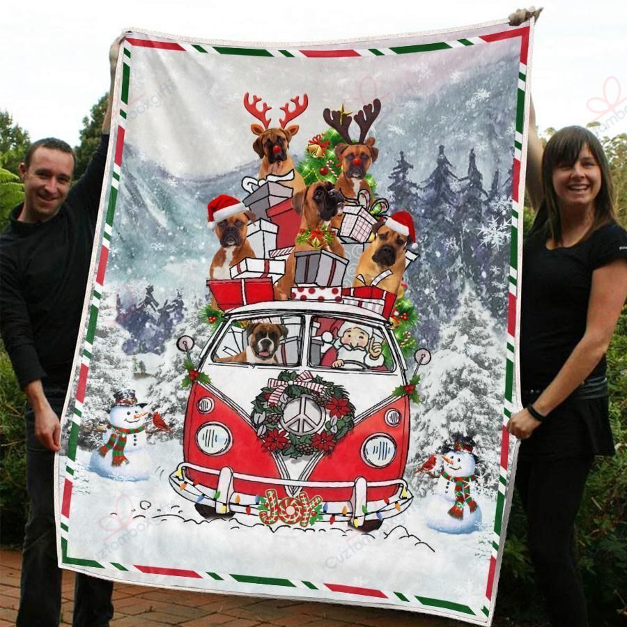litzzy Boxer Christmas AM2910633CL Sherpa Fleece Blanket Sherpa Fleece Blanket   