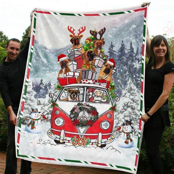 litzzy Boxer Christmas AM2910633CL Sherpa Fleece Blanket Sherpa Fleece Blanket   