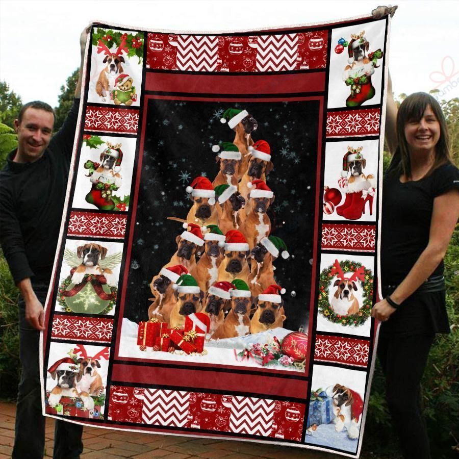 litzzy Boxer Christmas AM3010679CL Sherpa Fleece Blanket Sherpa Fleece Blanket   