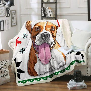 litzzy Boxer Christmas CL11110017MDF Sherpa Fleece Blanket Sherpa Fleece Blanket   