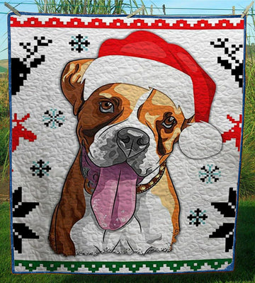 litzzy Boxer Christmas CL11110064MDQ Fleece Blanket Quilt Blanket   