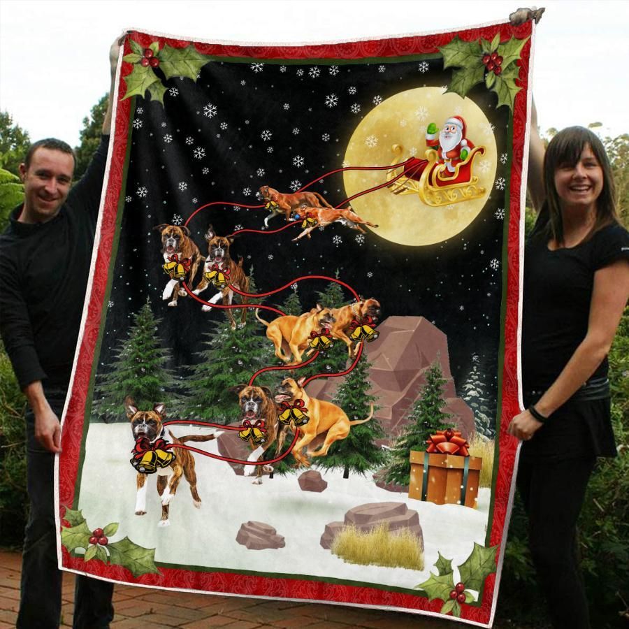 litzzy Boxer Christmas CL20110239MDF Sherpa Fleece Blanket Sherpa Fleece Blanket   