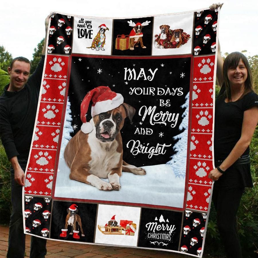litzzy Boxer Christmas CL20110240MDF Sherpa Fleece Blanket Sherpa Fleece Blanket   