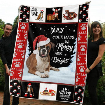 litzzy Boxer Christmas CL20110240MDF Sherpa Fleece Blanket Sherpa Fleece Blanket   