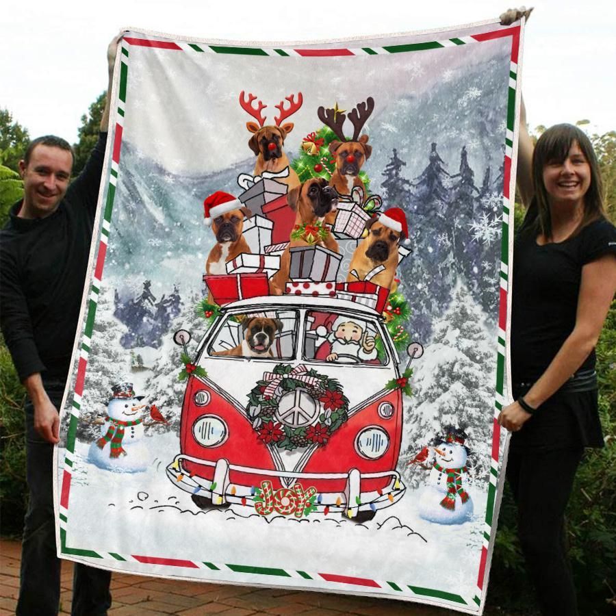 litzzy Boxer Christmas CL20110241MDF Sherpa Fleece Blanket Sherpa Fleece Blanket   