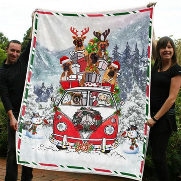 litzzy Boxer Christmas CL20110241MDF Sherpa Fleece Blanket Sherpa Fleece Blanket   