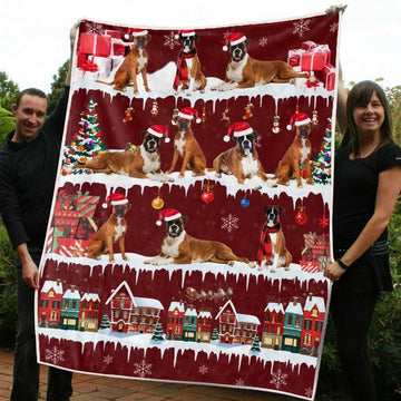 litzzy Boxer Christmas CL20110242MDF Sherpa Fleece Blanket Sherpa Fleece Blanket   