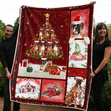 litzzy Boxer Christmas CL20110243MDF Sherpa Fleece Blanket Sherpa Fleece Blanket   