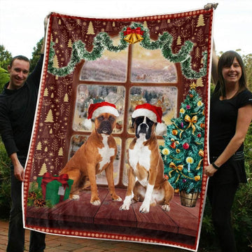 litzzy Boxer Christmas CL20110247MDF Sherpa Fleece Blanket Sherpa Fleece Blanket   