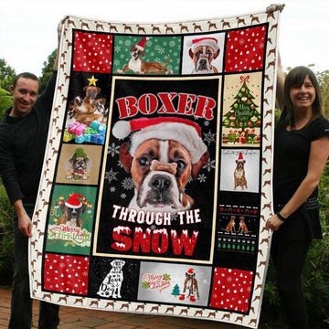 litzzy Boxer Christmas CL20110249MDF Sherpa Fleece Blanket Sherpa Fleece Blanket   