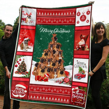 litzzy Boxer Christmas CL20110251MDF Sherpa Fleece Blanket Sherpa Fleece Blanket   