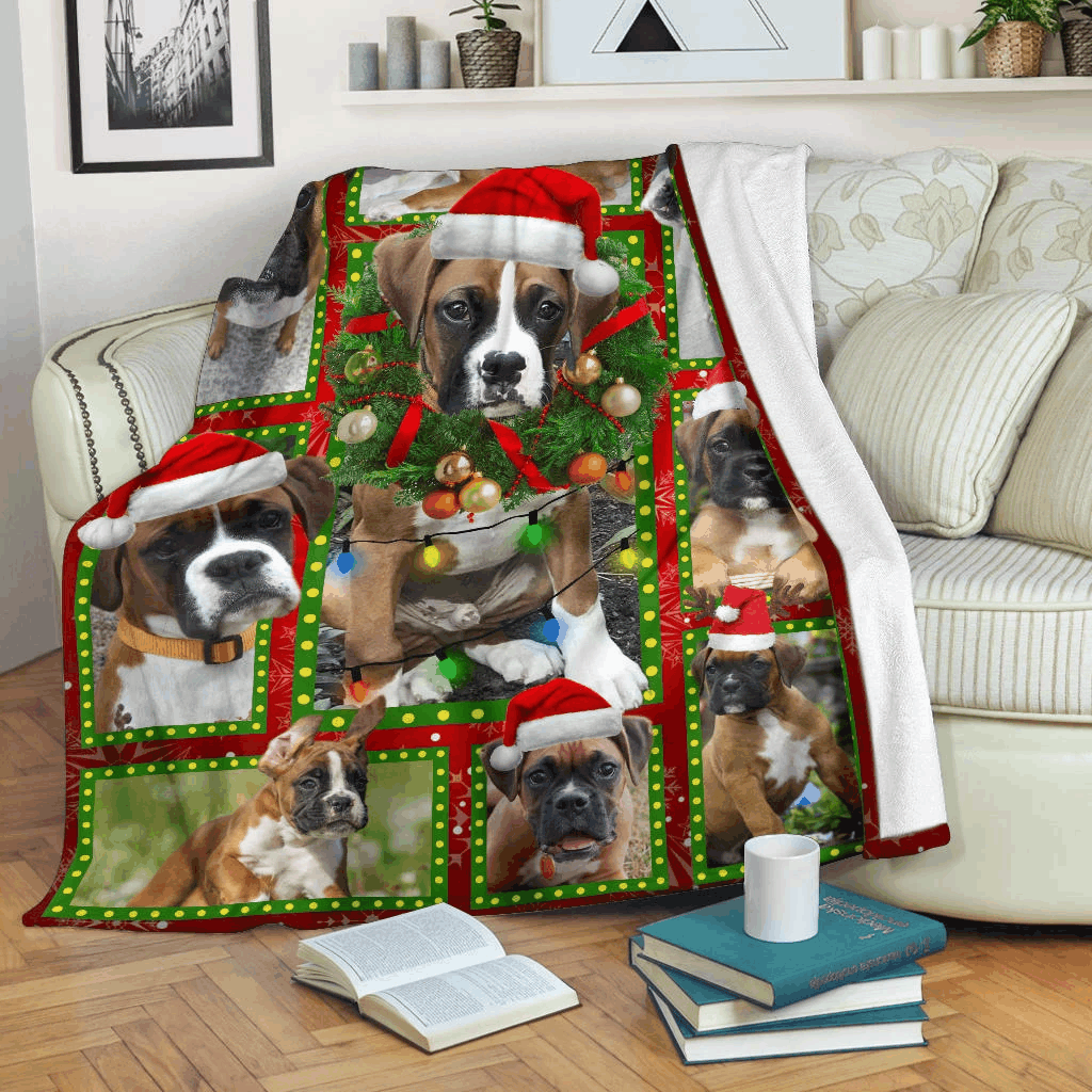 litzzy Boxer Christmas CLM19120138S Sherpa Fleece Blanket Sherpa Fleece Blanket   