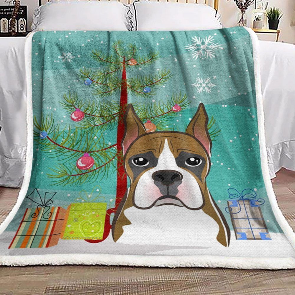 litzzy Boxer Christmas GS-CL-LD2706 Sherpa Fleece Blanket Sherpa Fleece Blanket   