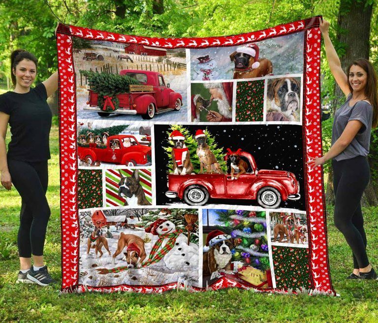 litzzy Boxer In Christmas NC1909065CL Fleece Blanket Quilt Blanket   