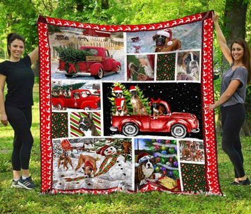 litzzy Boxer In Christmas NC1909065CL Fleece Blanket Quilt Blanket   