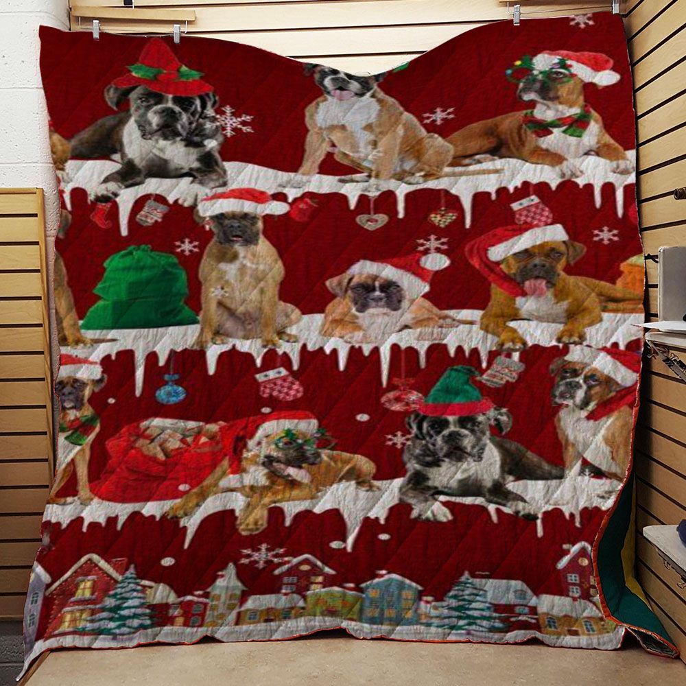 litzzy Boxer Snow Christmas CL11120107MDQ Fleece Blanket Quilt Blanket   