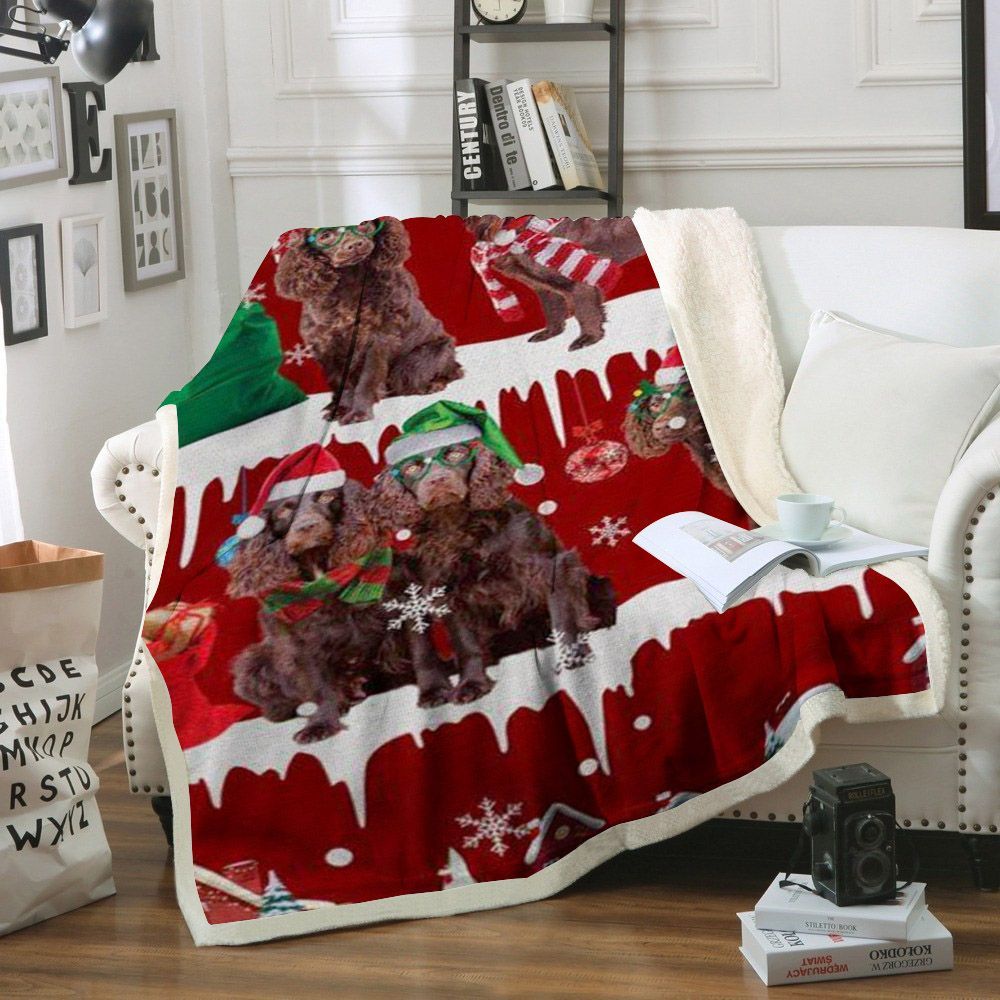 litzzy Boykin Spaniel Snow Christmas CL11120243MDF Sherpa Fleece Blanket Sherpa Fleece Blanket   