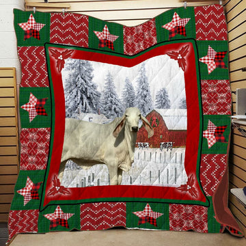 litzzy Brahman Cattle Christmas KC2509227CL Fleece Blanket Quilt Blanket   