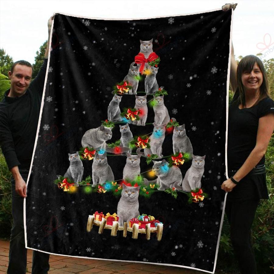 litzzy British Shorthair Christmas AM3010323CL Sherpa Fleece Blanket Sherpa Fleece Blanket   