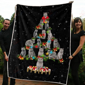 litzzy British Shorthair Christmas AM3010323CL Sherpa Fleece Blanket Sherpa Fleece Blanket   