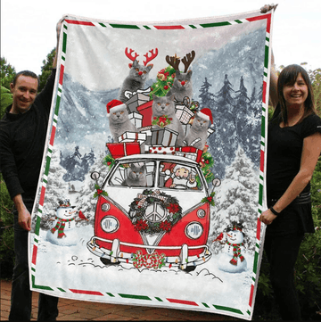 litzzy British Shorthair Christmas CLM3110070S Sherpa Fleece Blanket Sherpa Fleece Blanket   