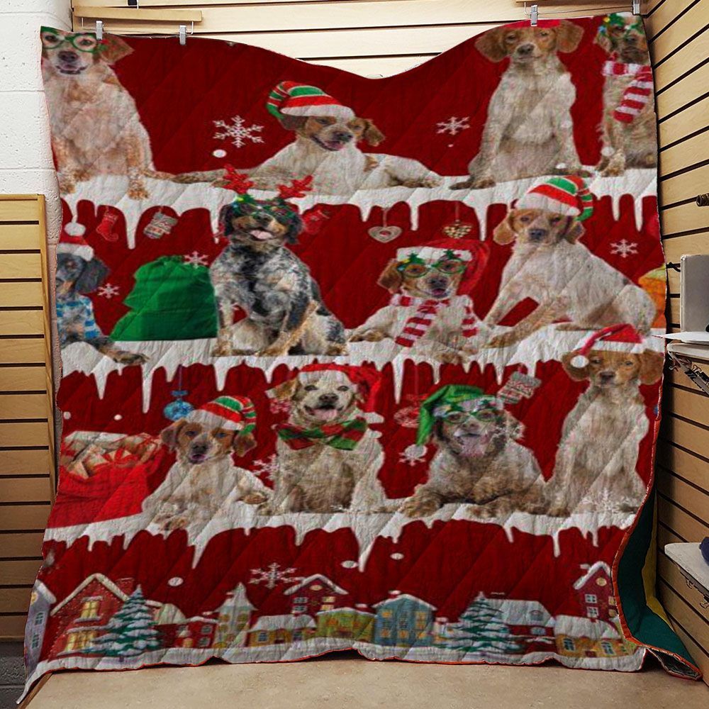 litzzy Brittany Snow Christmas CL11120112MDQ Fleece Blanket Quilt Blanket   