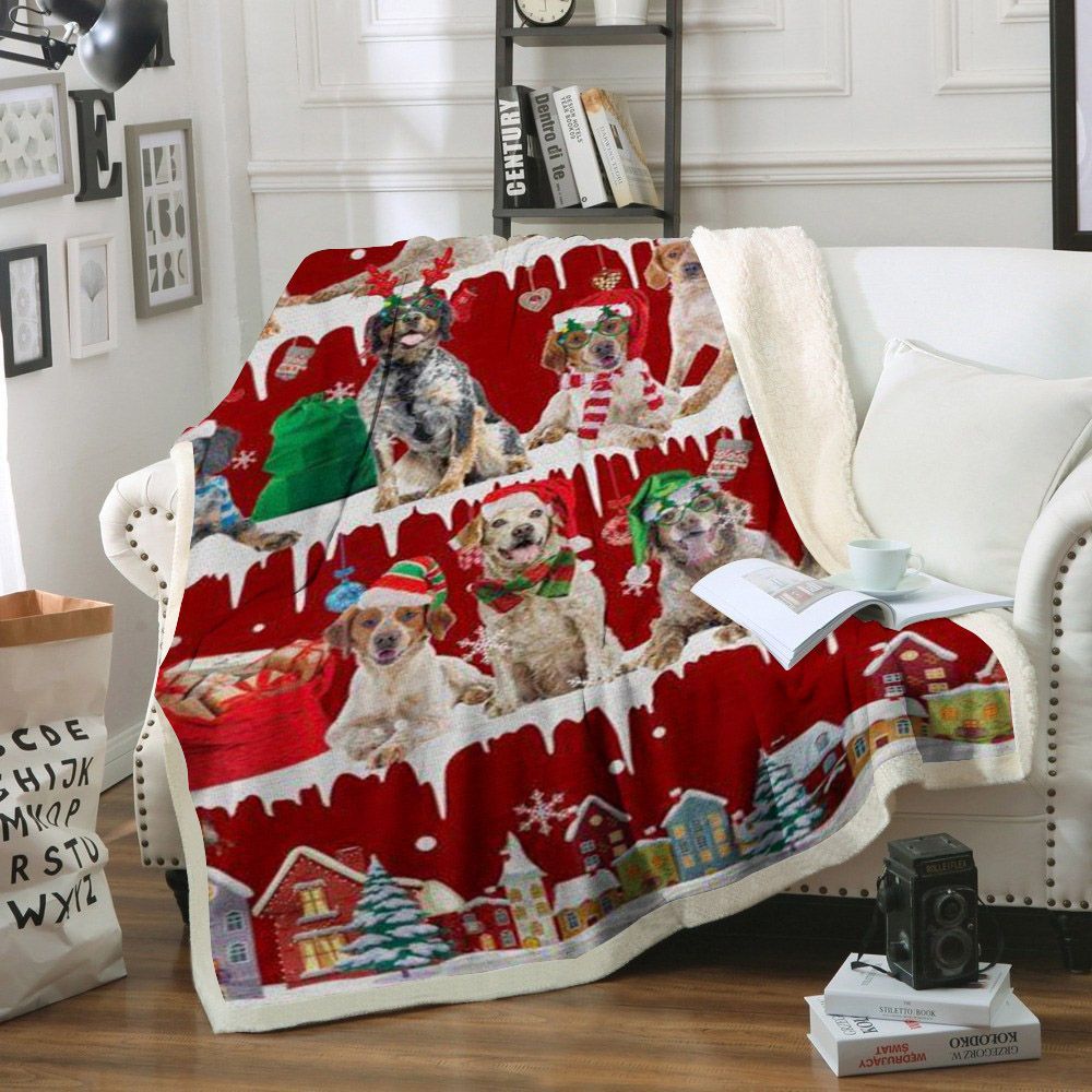 litzzy Brittany Snow Christmas CL11120245MDF Sherpa Fleece Blanket Sherpa Fleece Blanket   