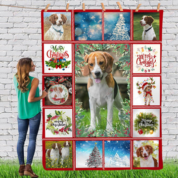 litzzy Brittany Spaniels Gorgeous Merry Christmas Dog Reindeer Xmas TH0911063CL Sherpa Fleece Blanket fleece blanket   