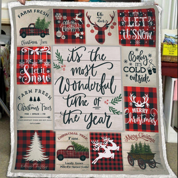 litzzy Buffalo Plaid Christmas CLM1012093S Sherpa Fleece Blanket Sherpa Fleece Blanket   