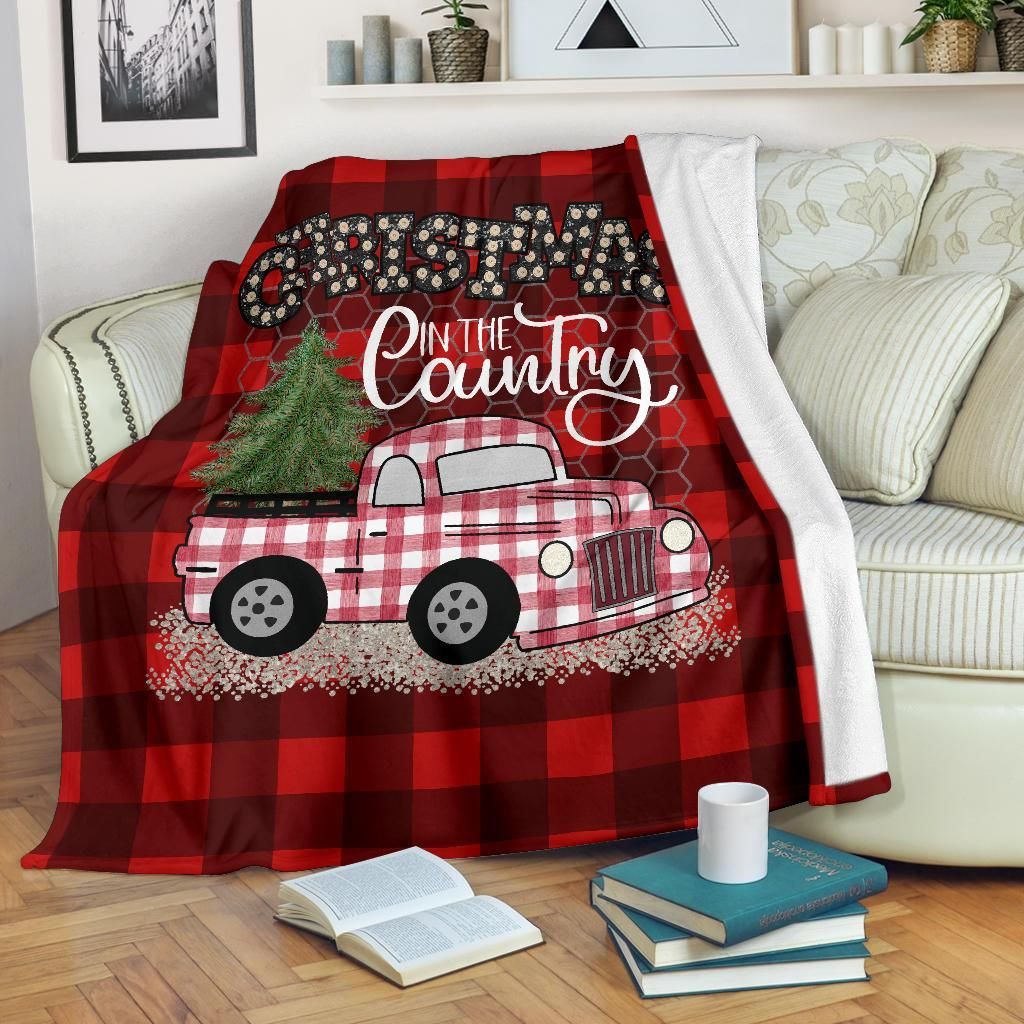 litzzy Buffalo Plaid Christmas In The Country GS-CL-NT0201 Sherpa Fleece Blanket Sherpa Fleece Blanket   