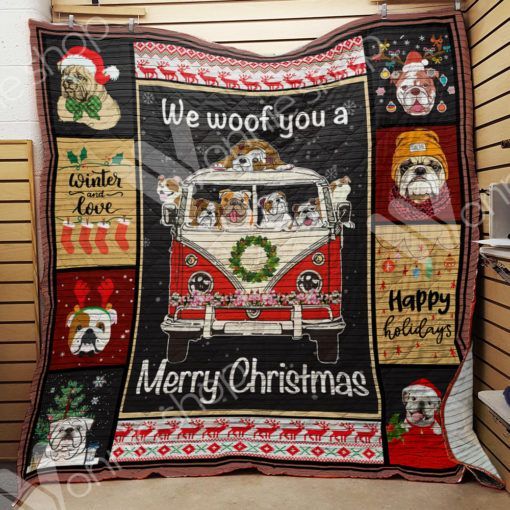 litzzy Bulldog Christmas CLH0412156Q Fleece Blanket Quilt Blanket   