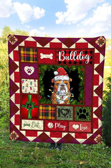 litzzy Bulldog Christmas DTC2311804 Fleece Blanket Quilt Blanket   