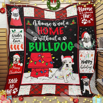 litzzy Bulldog Christmas GS-CL-LD3110 Fleece Blanket Quilt Blanket   