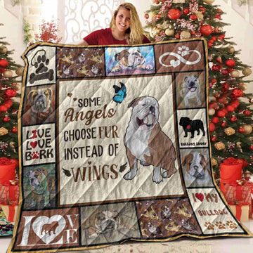 litzzy Bulldog Some Angels Choose Fur Fleece Blanket Christmas Christmas Gifts Merry Christmas Holiday Gifts Gift Dhc03011716Dd Quilt Blanket   