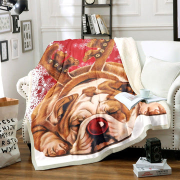 litzzy Bulldogs Christmas TT1411030TT Sherpa Fleece Blanket Sherpa Fleece Blanket   