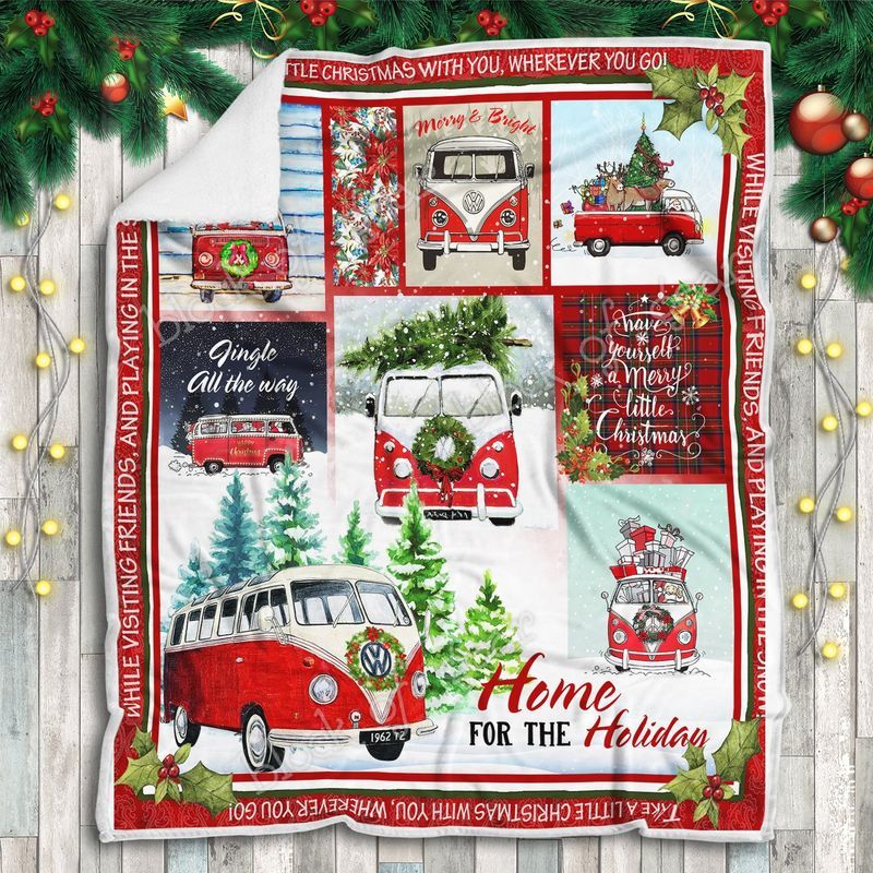 litzzy Bus Christmas GS-CL-QD1511 Sherpa Fleece Blanket Sherpa Fleece Blanket   