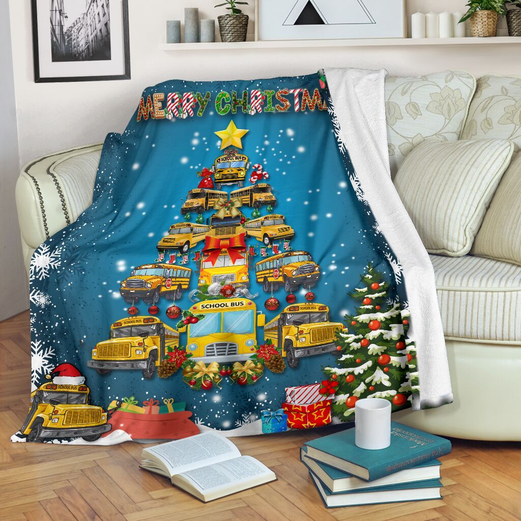 litzzy Bus Driver Christmas CLM2012098S Sherpa Fleece Blanket Sherpa Fleece Blanket   
