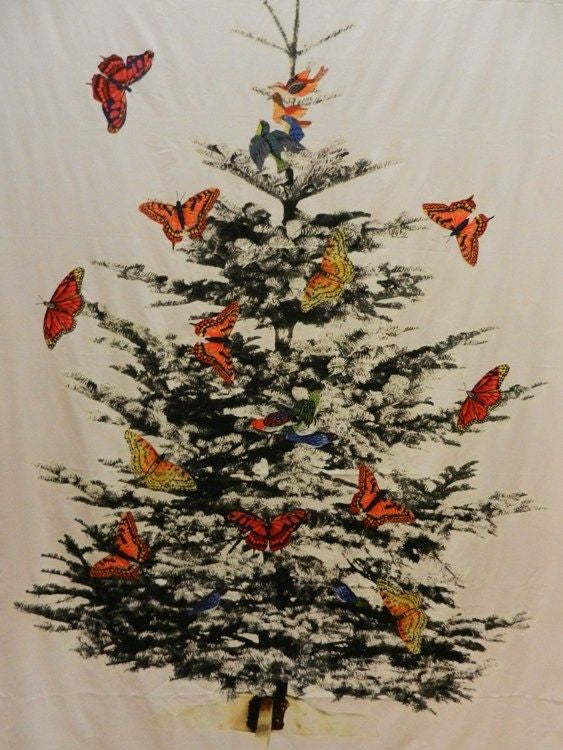 litzzy Butterfly And Christmas Tree CLA0611118Q Fleece Blanket Quilt Blanket   